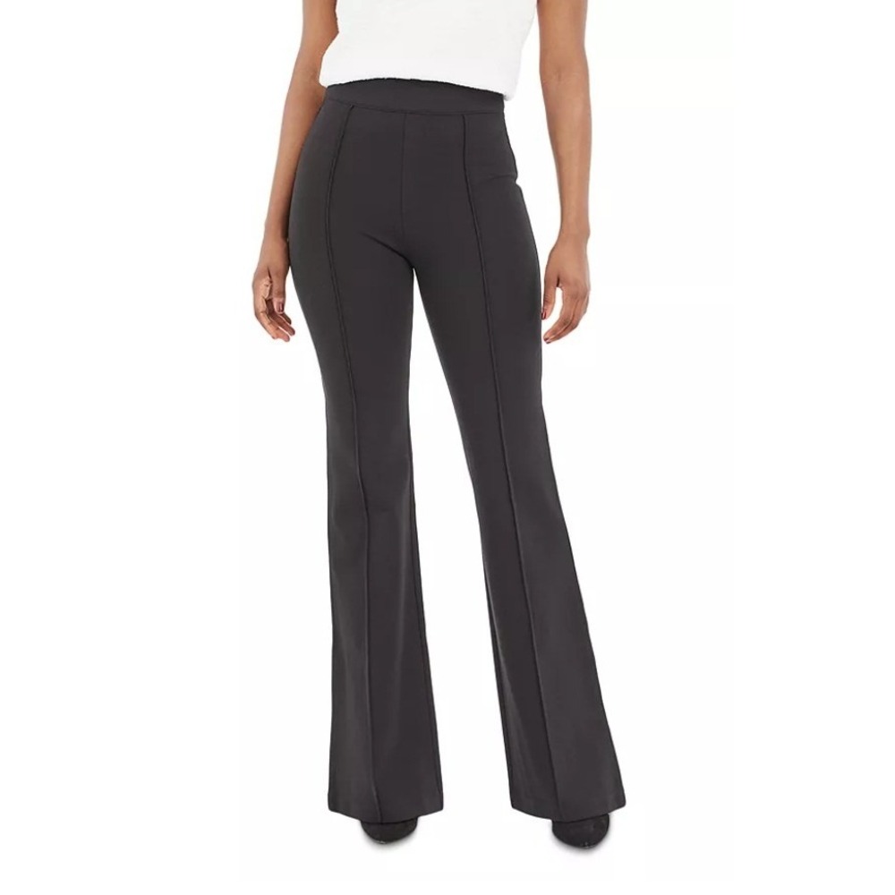Spanx Perfect Fit Ponte Flare Pants Womens L Black Hi Rise Shaping Office Pullon